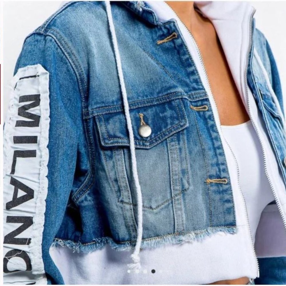 Stylish fashion icon CROP Jean Jacket - Picture 9 of 11